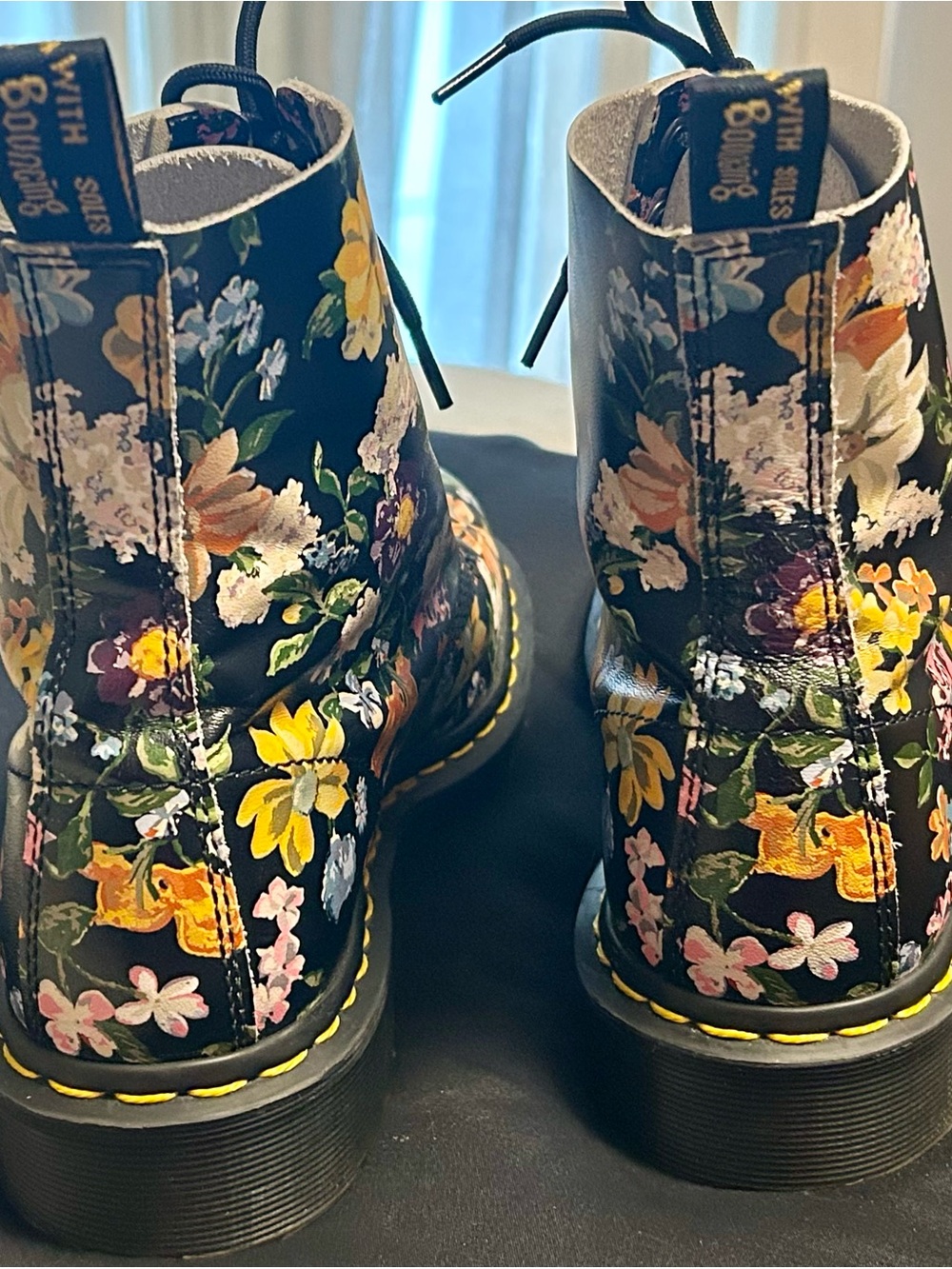 Dr. Martens Black Floral Lace-Up Boot, 9 - Picture 7 of 11